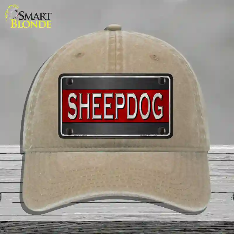 Sheepdog Thin Red Line Novelty License Plate Hat Unconstructed Cotton / Khaki