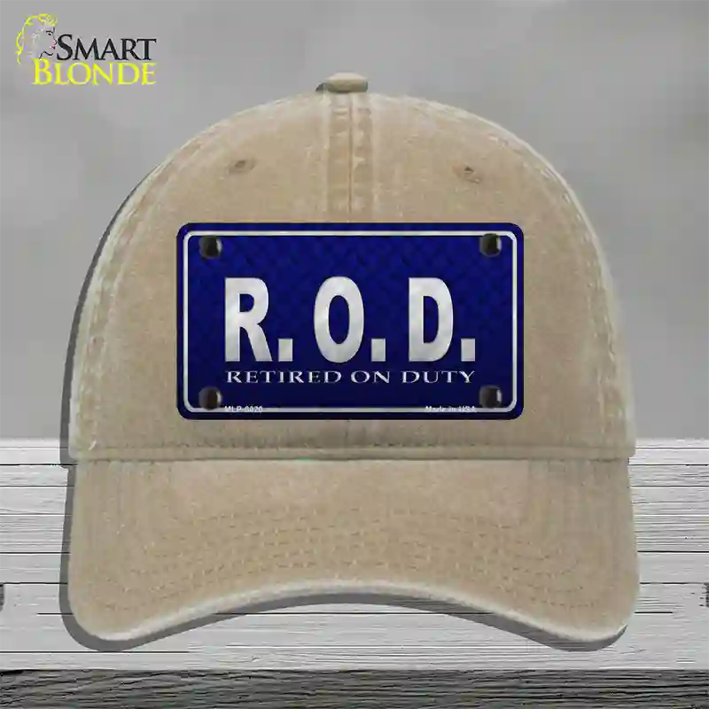 Retired On Duty Novelty License Plate Hat Unconstructed Cotton / Khaki