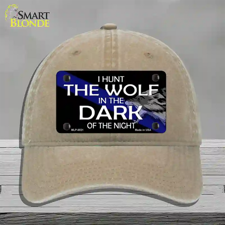 Hunt The Wolf Novelty License Plate Hat Unconstructed Cotton / Khaki