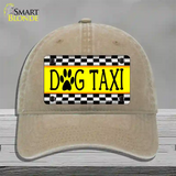 Dog Taxi Novelty License Plate Hat Unconstructed Cotton / Khaki