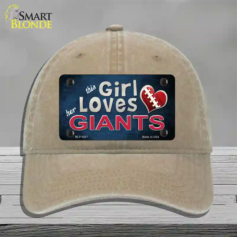 This Girl Loves Her Giants Novelty License Plate Hat Unconstructed Cotton / Khaki