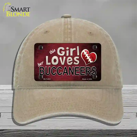 This Girl Loves Her Buccaneers Novelty License Plate Hat Unconstructed Cotton / Khaki