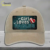 This Girl Loves Her Eagles Novelty License Plate Hat Unconstructed Cotton / Khaki