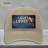 This Girl Loves Her Seahawks Novelty License Plate Hat Unconstructed Cotton / Khaki