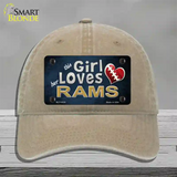 This Girl Loves Her Rams Novelty License Plate Hat Unconstructed Cotton / Khaki