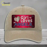 This Girl Loves Her Angels Novelty License Plate Hat Unconstructed Cotton / Khaki