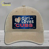 This Girl Loves Her Cubs Novelty License Plate Hat Unconstructed Cotton / Khaki