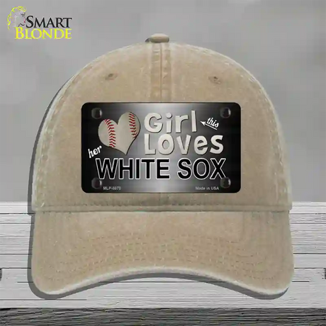 This Girl Loves Her White Sox Novelty License Plate Hat Unconstructed Cotton / Khaki