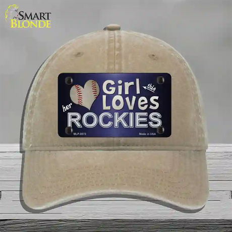 This Girl Loves Her Rockies Novelty License Plate Hat Unconstructed Cotton / Khaki