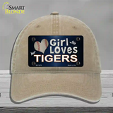 This Girl Loves Her Tigers Novelty License Plate Hat Unconstructed Cotton / Khaki