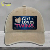 This Girl Loves Her Twins Novelty License Plate Hat Unconstructed Cotton / Khaki