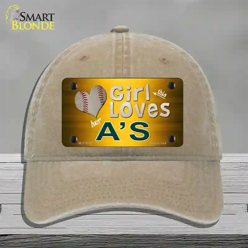 This Girl Loves Her Athletics Novelty License Plate Hat Unconstructed Cotton / Khaki