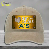 This Girl Loves Her Athletics Novelty License Plate Hat Unconstructed Cotton / Khaki