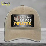 This Girl Loves Her Pirates Novelty License Plate Hat Unconstructed Cotton / Khaki