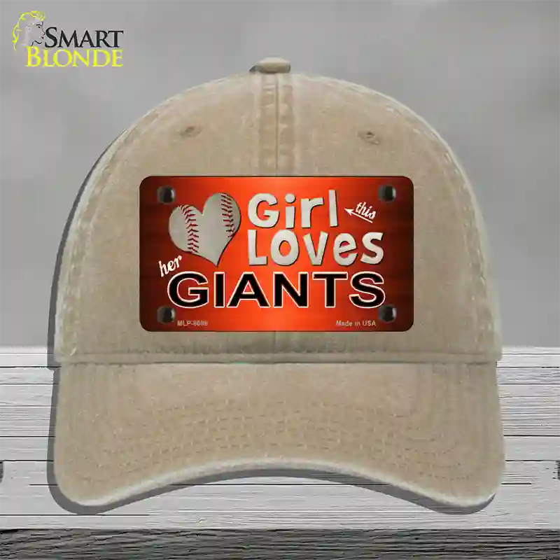 This Girl Loves Her Giants Baseball Novelty License Plate Hat Unconstructed Cotton / Khaki