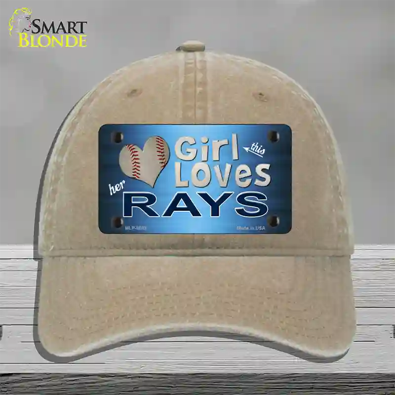 This Girl Loves Her Rays Novelty License Plate Hat Unconstructed Cotton / Khaki