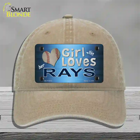 This Girl Loves Her Rays Novelty License Plate Hat Unconstructed Cotton / Khaki