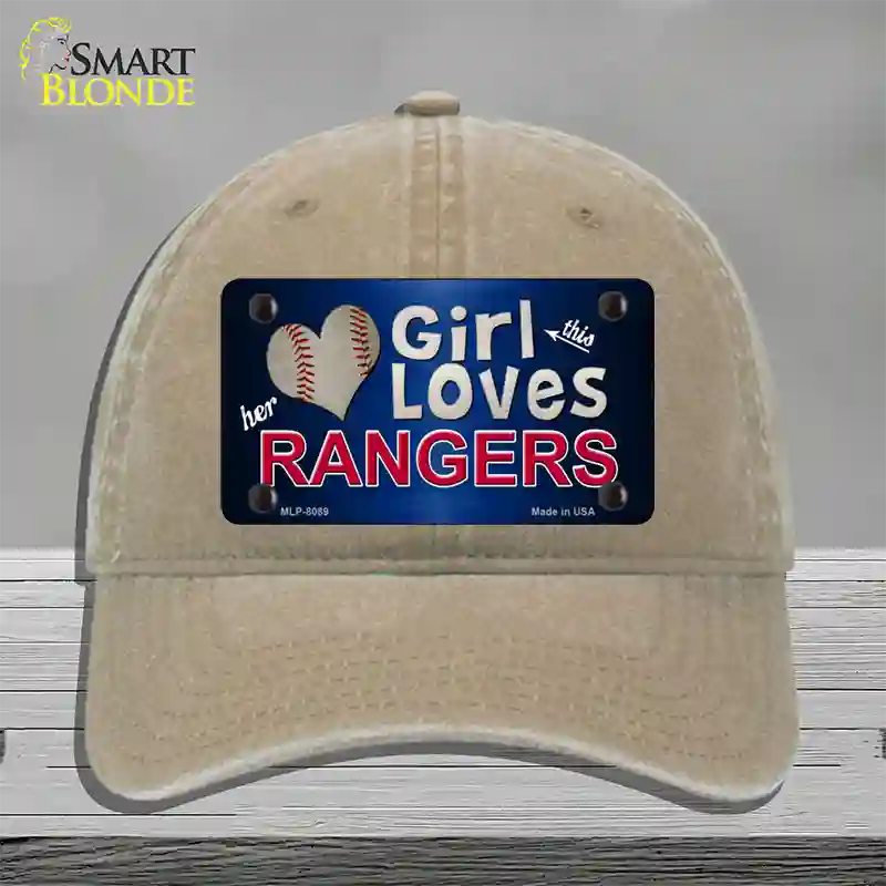 This Girl Loves Her Rangers Novelty License Plate Hat Unconstructed Cotton / Khaki