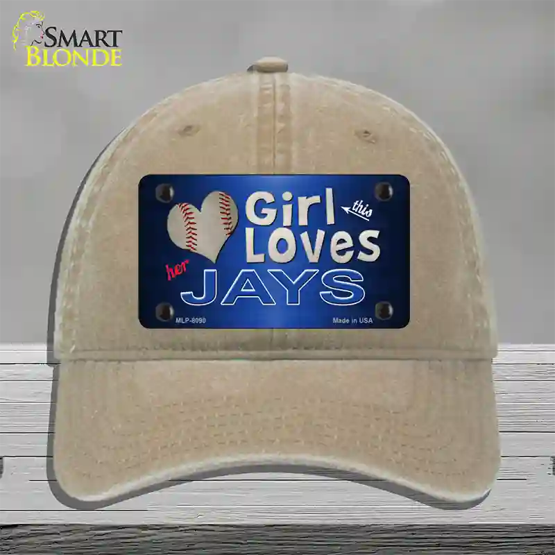 This Girl Loves Her Jays Novelty License Plate Hat Unconstructed Cotton / Khaki