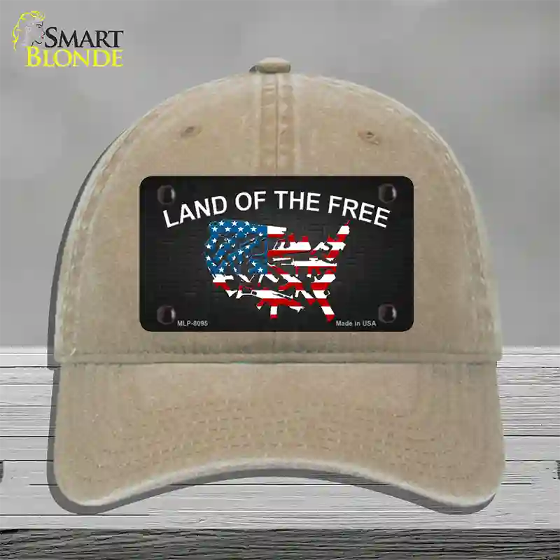 Land Of The Free Novelty License Plate Hat Unconstructed Cotton / Khaki