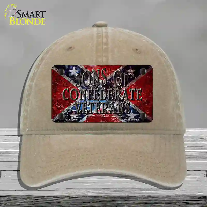 Sons Of Confederate Veterans Novelty License Plate Hat Unconstructed Cotton / Khaki