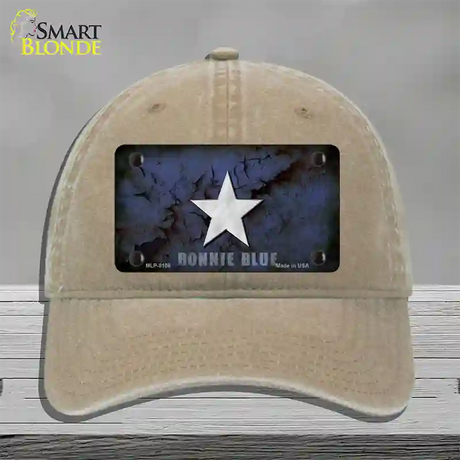 Bonnie Blue Star Novelty License Plate Hat Unconstructed Cotton / Khaki