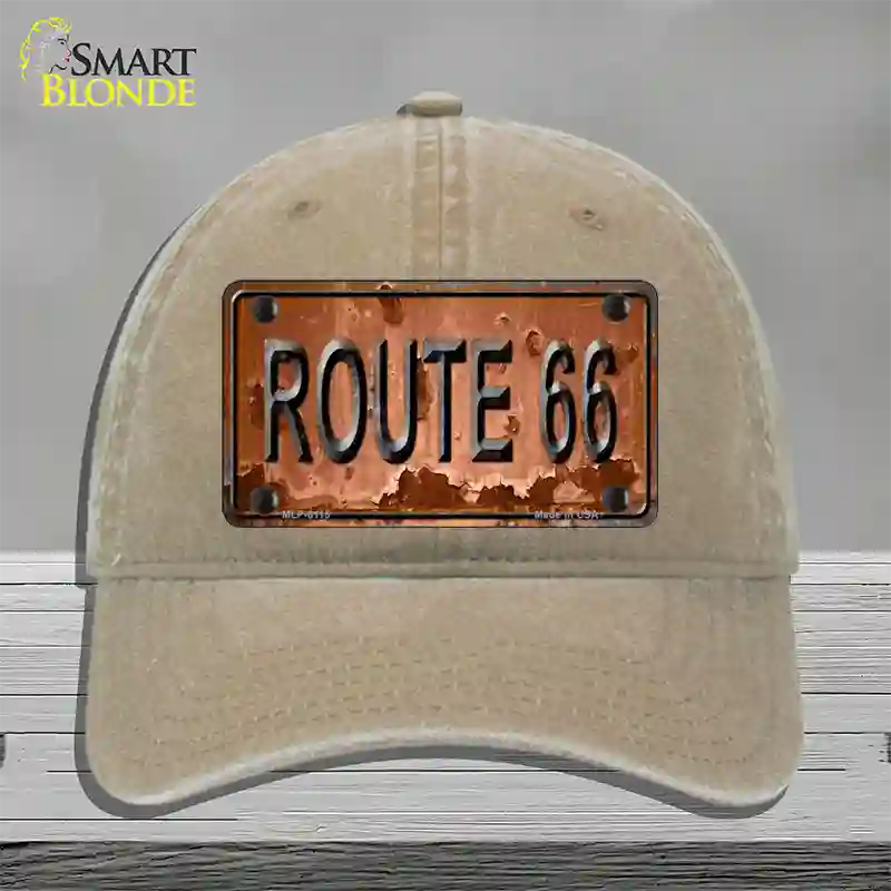 Route 66 Rusty Novelty License Plate Hat Unconstructed Cotton / Khaki