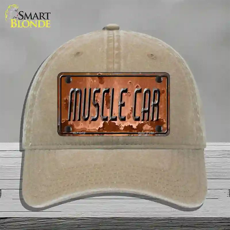 Muscle Car Novelty License Plate Hat Unconstructed Cotton / Khaki