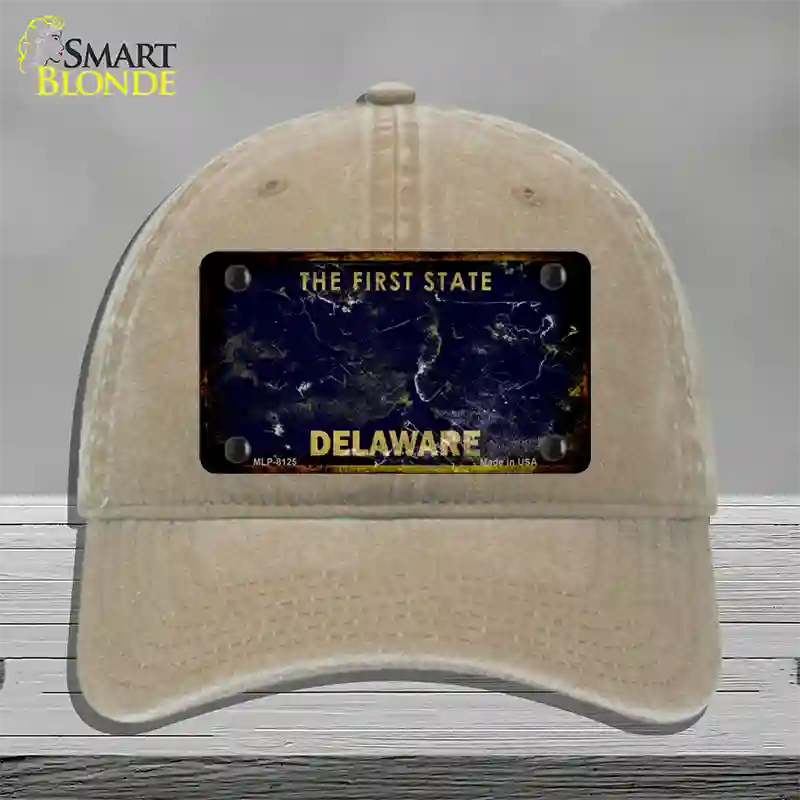 Delaware Rusty Blank Novelty License Plate Hat Unconstructed Cotton / Khaki