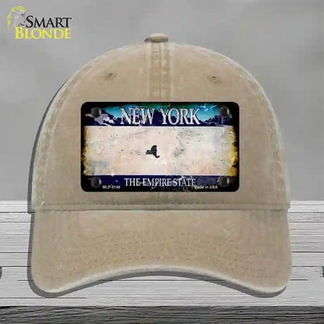 New York Rusty Blank Novelty License Plate Hat Unconstructed Cotton / Khaki