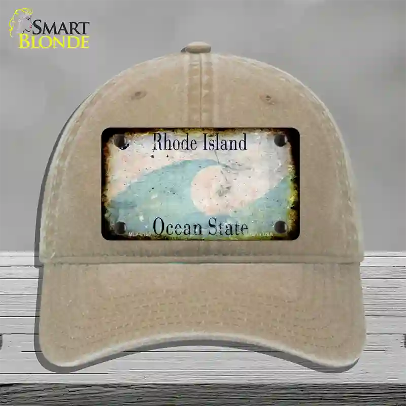 Rhode Island Rusty Blank Novelty License Plate Hat Unconstructed Cotton / Khaki