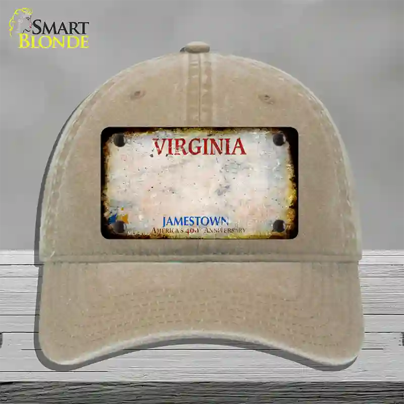 Virginia Rusty Blank Novelty License Plate Hat Unconstructed Cotton / Khaki