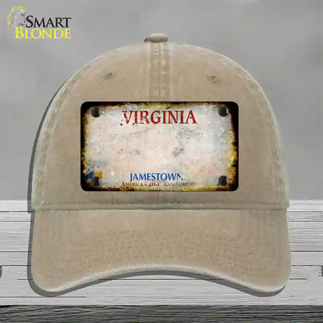 Virginia Rusty Blank Novelty License Plate Hat Unconstructed Cotton / Khaki