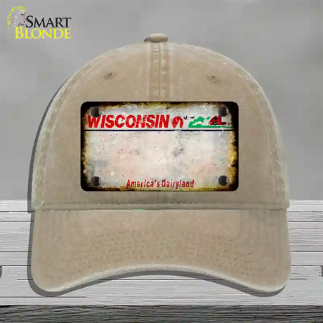 Wisconsin Rusty Blank Novelty License Plate Hat Unconstructed Cotton / Khaki