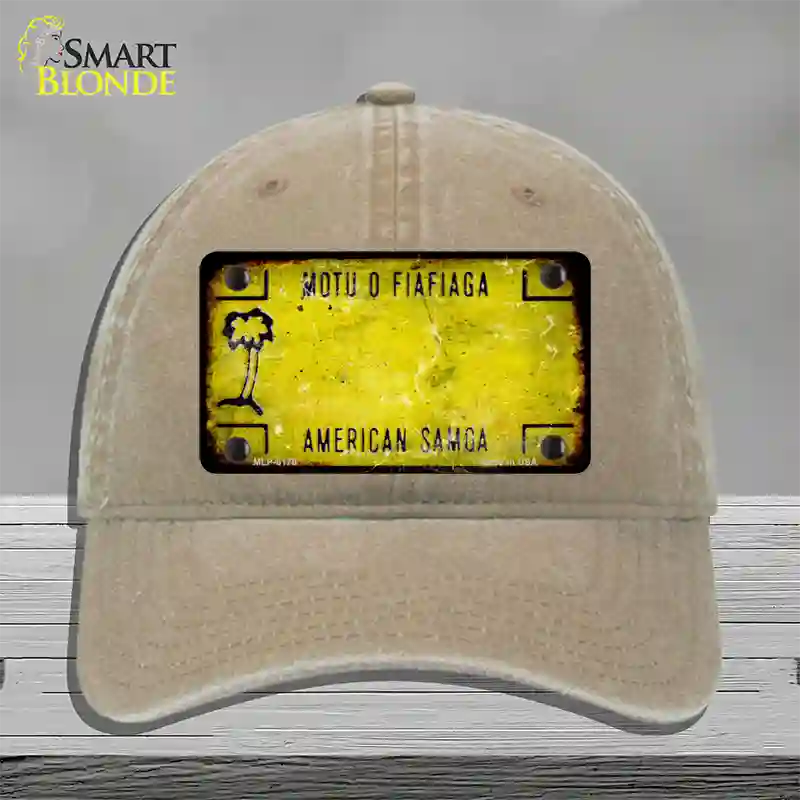 American Samoa Rusty Blank Novelty License Plate Hat Unconstructed Cotton / Khaki