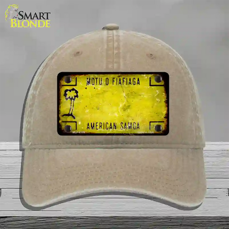 American Samoa Rusty Blank Novelty License Plate Hat Unconstructed Cotton / Khaki