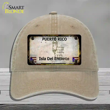 Puerto Rico Rusty Blank Novelty License Plate Hat Unconstructed Cotton / Khaki