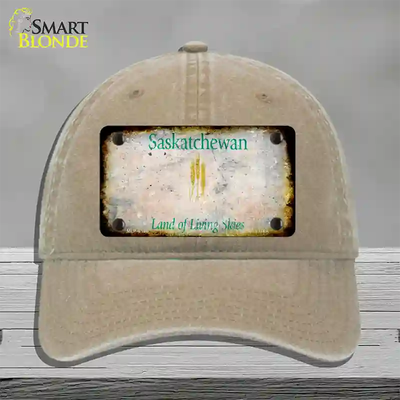 Saskatchewan Rusty Blank Novelty License Plate Hat Unconstructed Cotton / Khaki