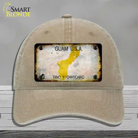 Guam Rusty Blank Novelty License Plate Hat Unconstructed Cotton / Khaki