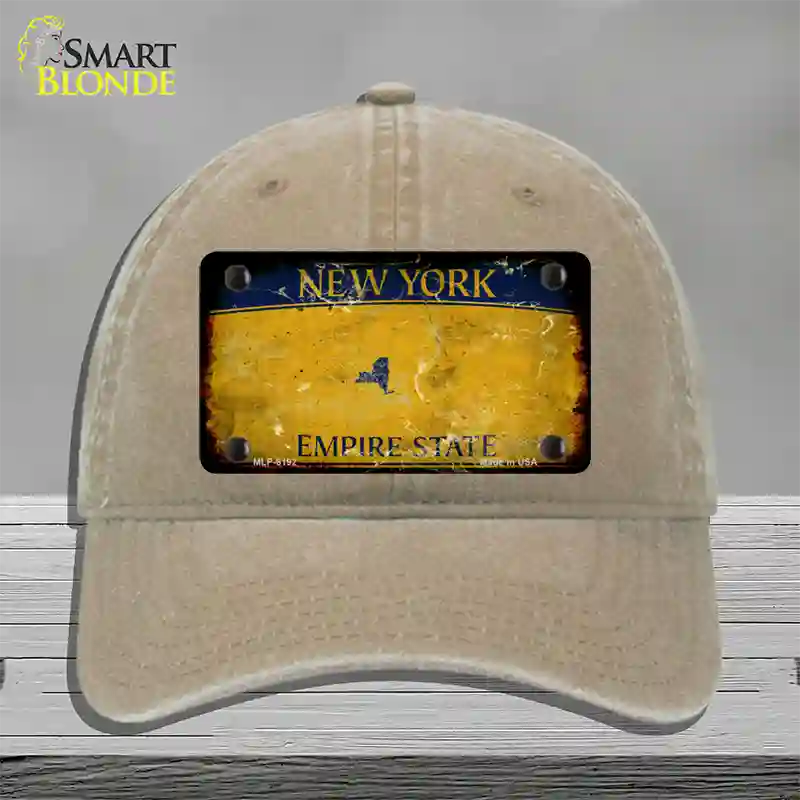 New York Yellow Rusty Blank Novelty License Plate Hat Unconstructed Cotton / Khaki