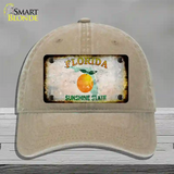 Florida Orange Rusty Blank Novelty License Plate Hat Unconstructed Cotton / Khaki