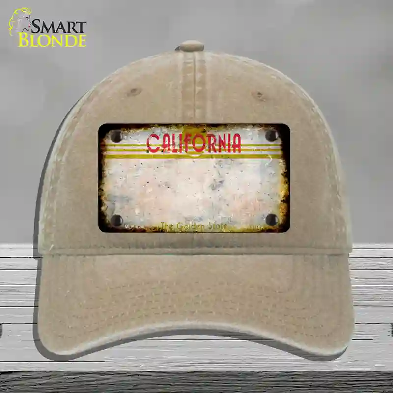 California Golden State Plate Rusty Blank Novelty License Plate Hat Unconstructed Cotton / Khaki