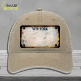 New York White Rusty Blank Novelty License Plate Hat Unconstructed Cotton / Khaki