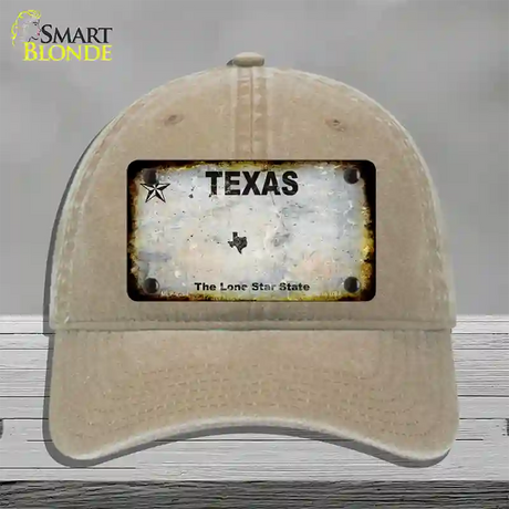 Texas White Rusty Blank Novelty License Plate Hat Unconstructed Cotton / Khaki