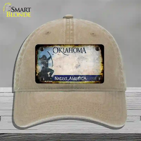 Oklahoma Arrow Rusty Blank Novelty License Plate Hat Unconstructed Cotton / Khaki