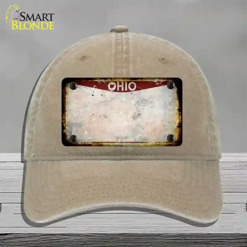 Ohio Rusty Blank Novelty License Plate Hat Unconstructed Cotton / Khaki