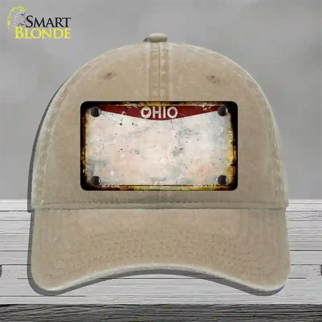 Ohio Rusty Blank Novelty License Plate Hat Unconstructed Cotton / Khaki