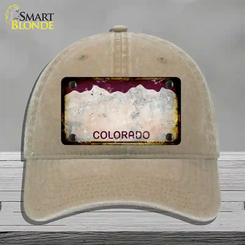 Colorado Red Rusty Blank Novelty License Plate Hat Unconstructed Cotton / Khaki