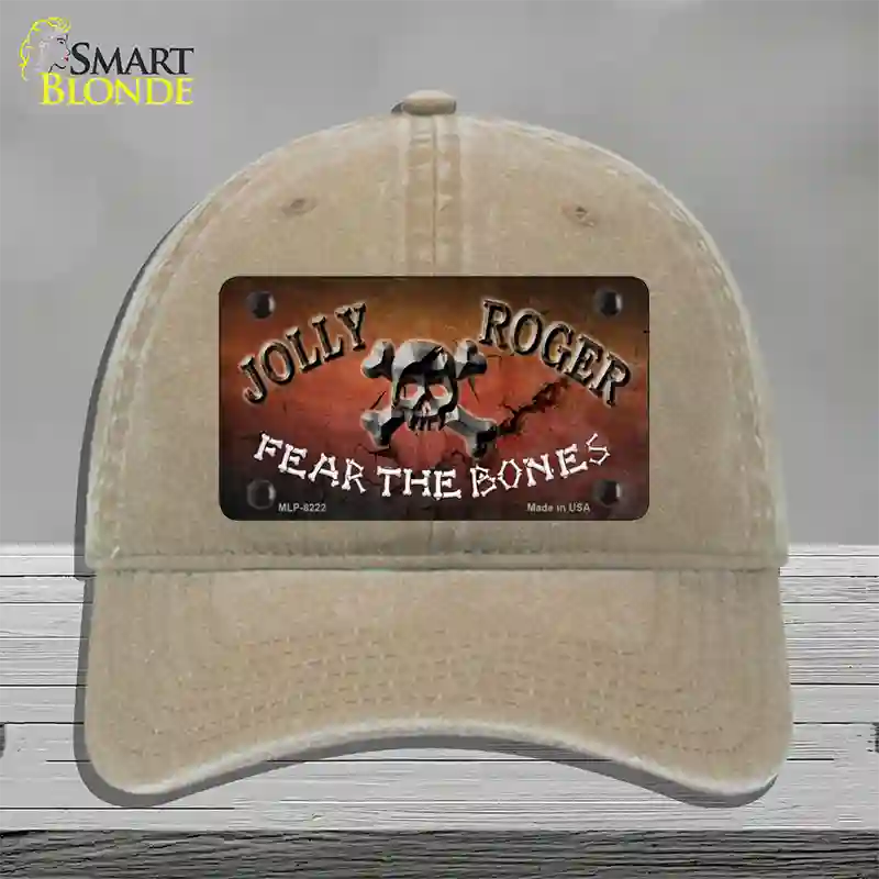 Fear The Bones Novelty License Plate Hat Unconstructed Cotton / Khaki