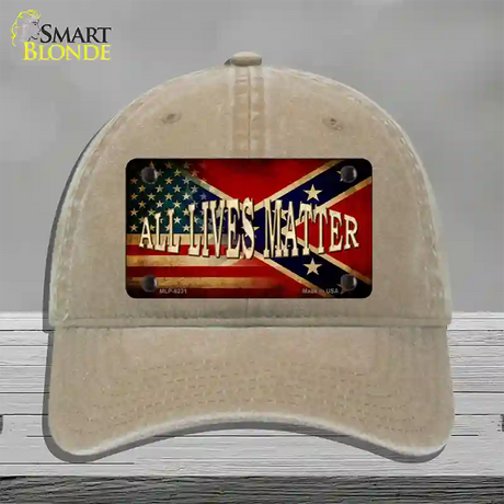 All Lives Matter Flag Novelty License Plate Hat Unconstructed Cotton / Khaki